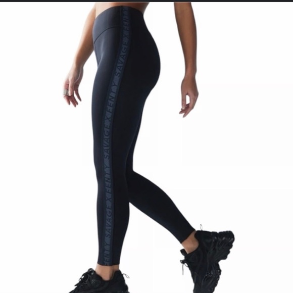 Savage X Fenty Pants - NWOT Savage X Fenty Midnight Black Logo Leggings